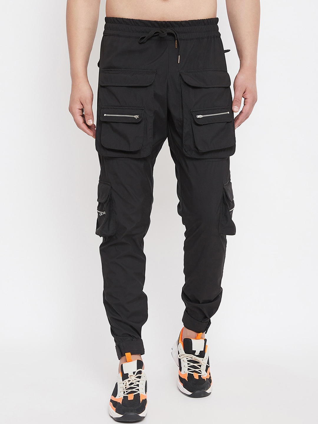 fugazee solid men's black track pants