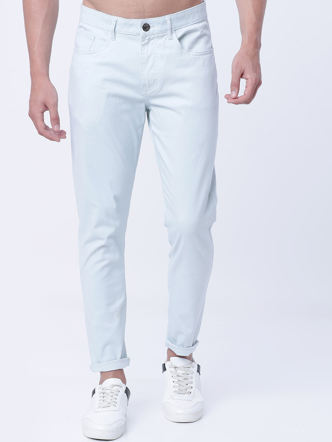 Buy HIGHLANDER Men Blue Tapered Fit Solid Regular Trousers - Trousers ...