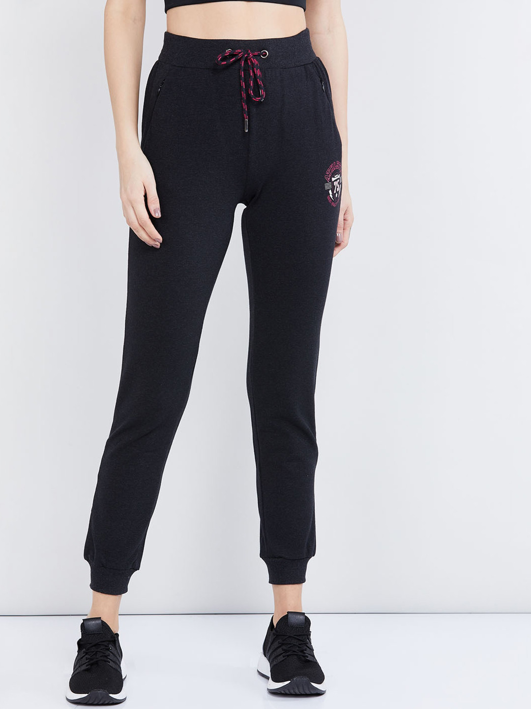 Buy Max Women Charcoal Grey Solid Joggers Track Pants for Women