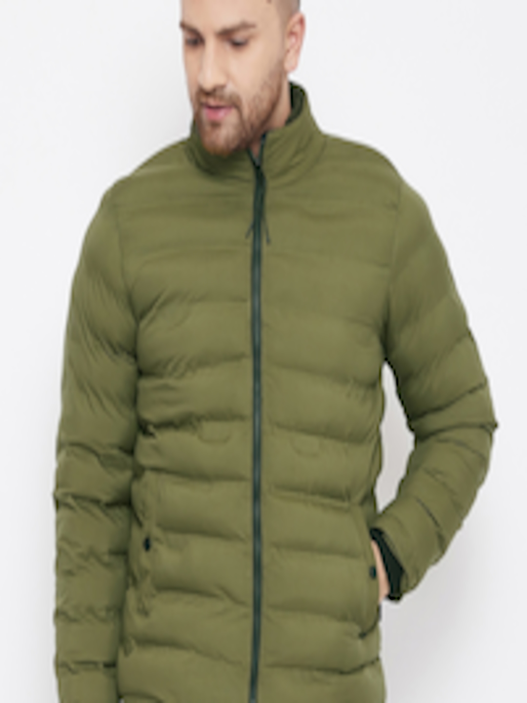 Buy Okane Men Olive Green Solid Puffer Jacket - Jackets for Men ...