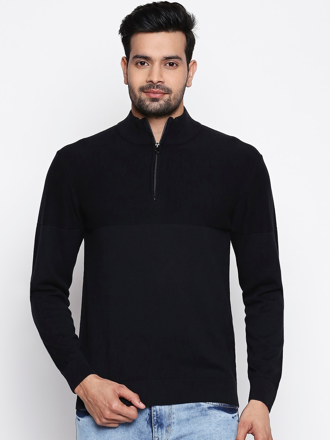Buy BYFORD By Pantaloons Men Black Solid Pullover Sweater - Sweaters ...