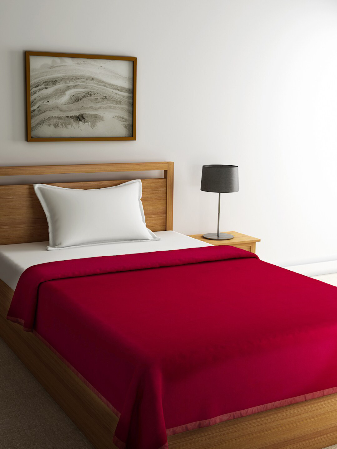 Buy Raymond Home Red Solid 492 GSM Heavy Winter Single Bed Woolen