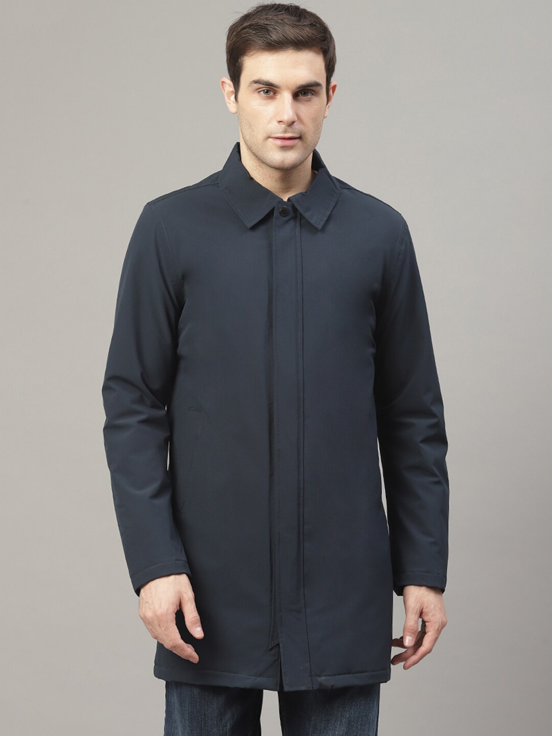 Buy LINDBERGH Men Navy Blue Solid Technical Mac Coat - Coats for Men 13366214 | Myntra
