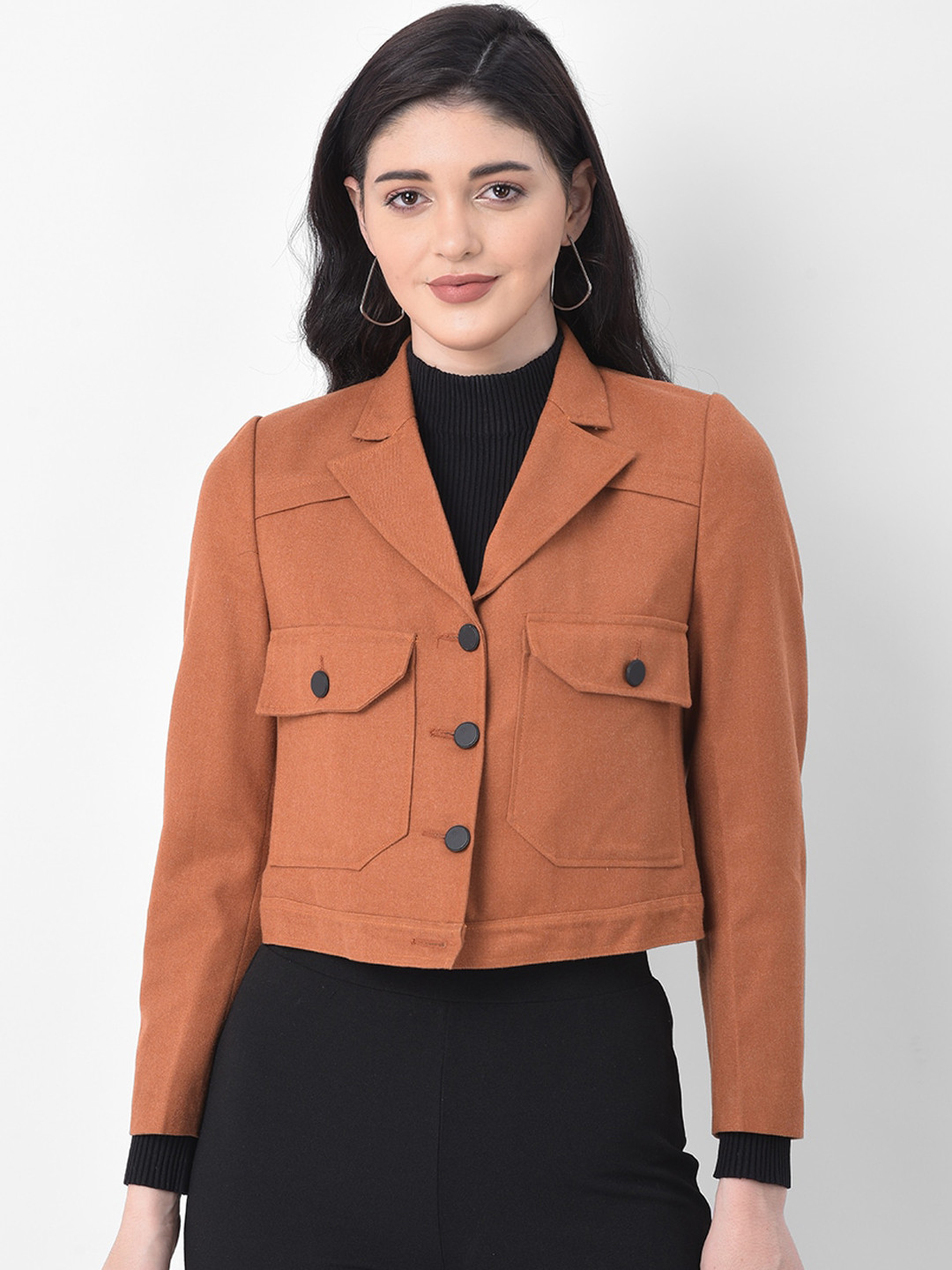 Buy AUDSTRO Women Rust Solid Lightweight Tailored Jacket Jackets for