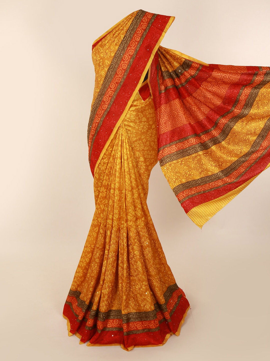Buy Pothys Yellow Woven Design Jute Silk Saree Sarees for Women