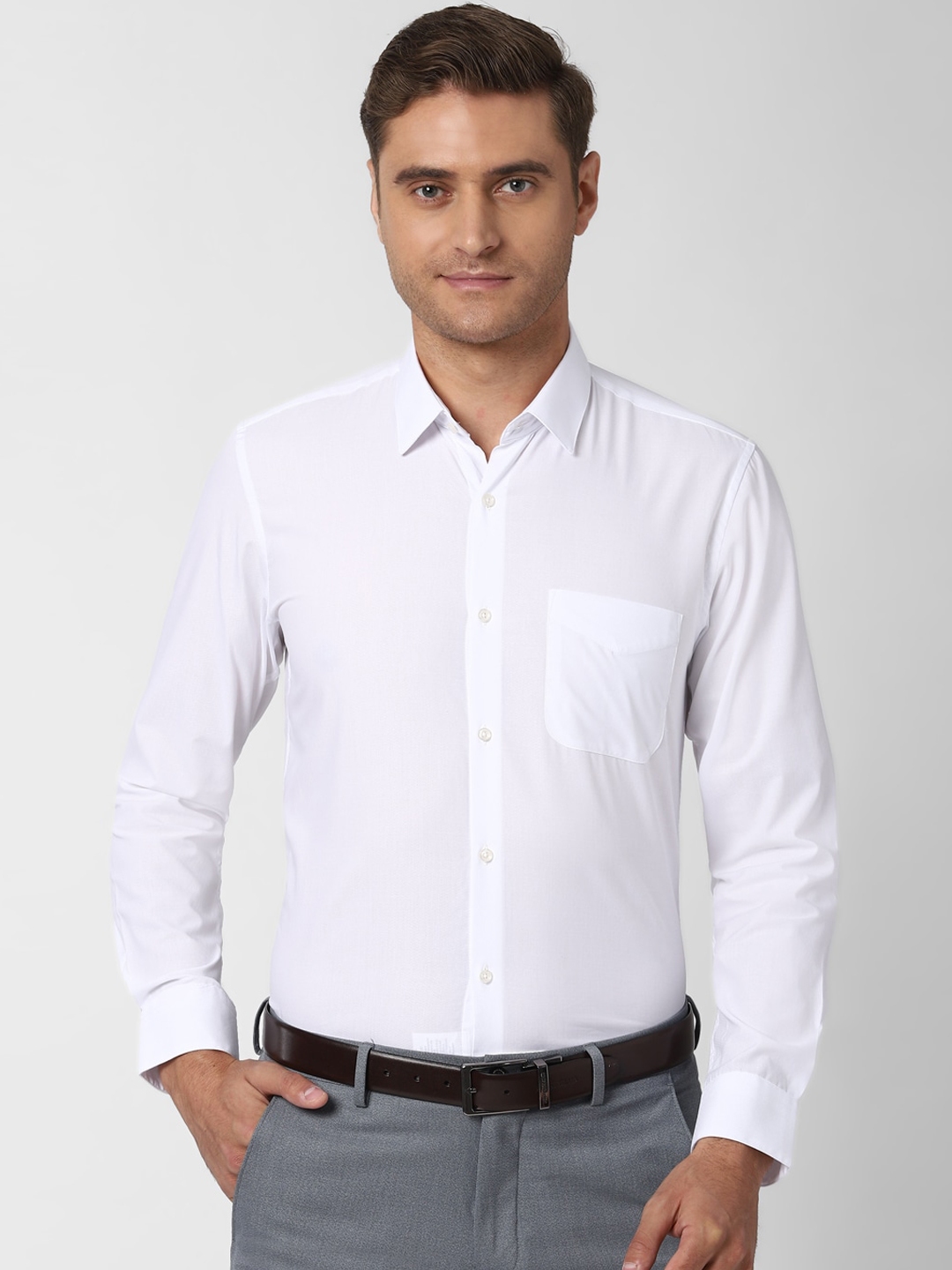 Buy Peter England Men White Slim Fit Self Design Formal Shirt - Shirts ...