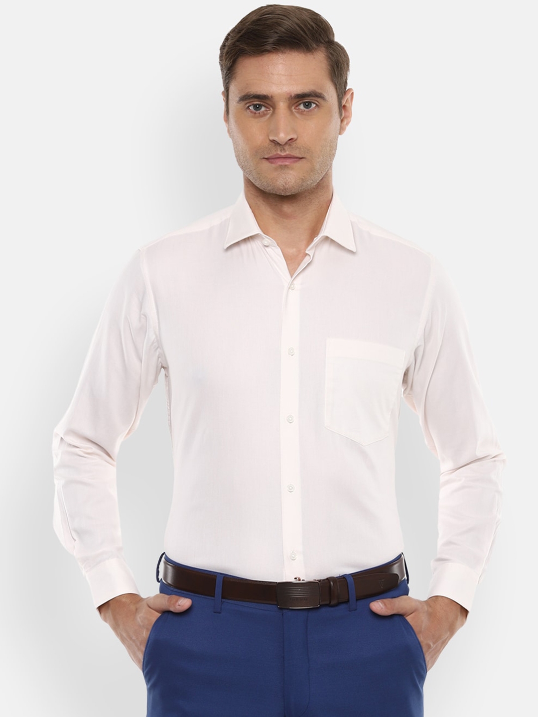 Buy Van Heusen Men White Regular Fit Solid Casual Shirt - Shirts for ...