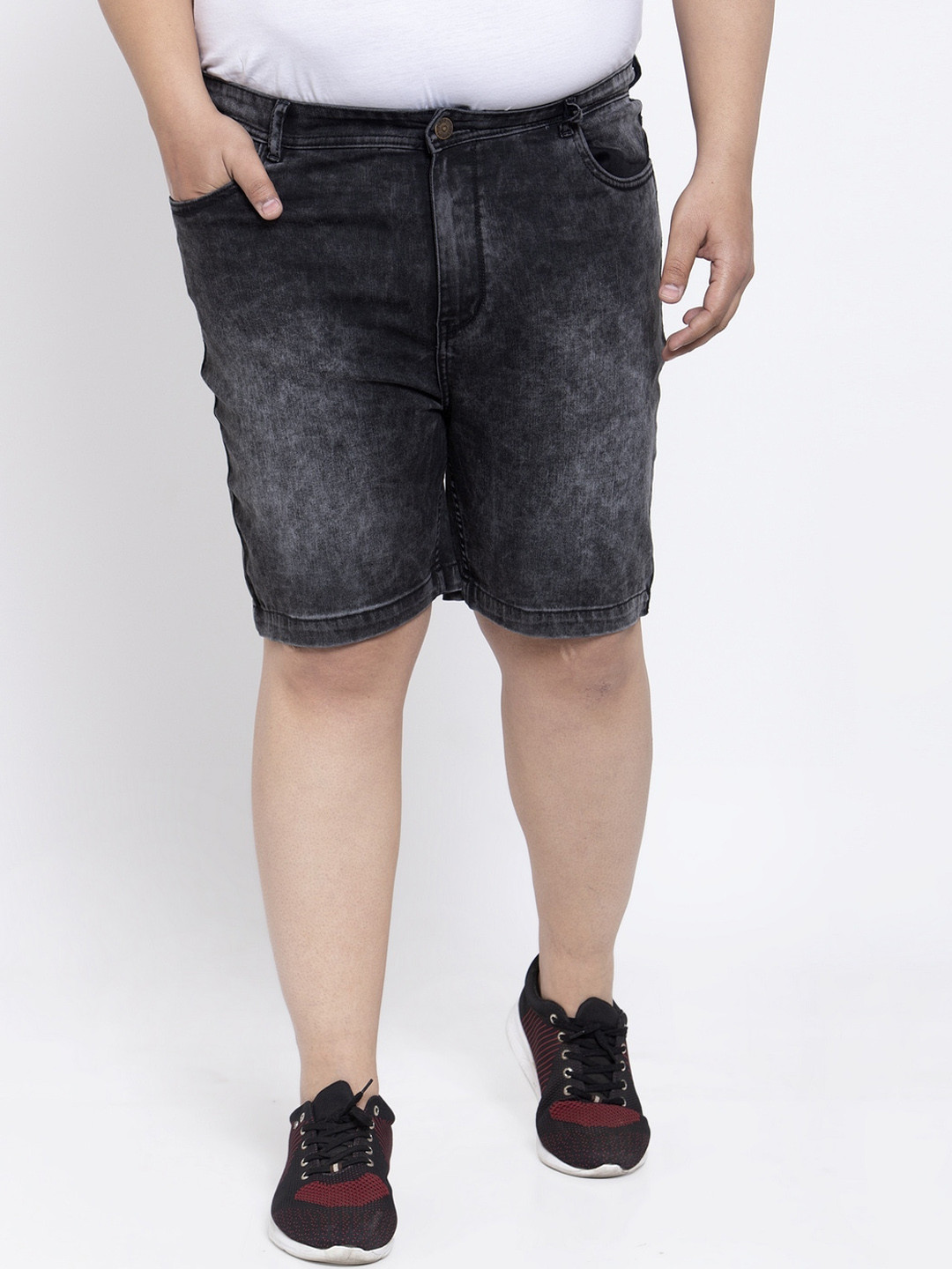 Buy PlusS Men Black Washed Regular Fit Denim Shorts Shorts for Men 13370870 Myntra