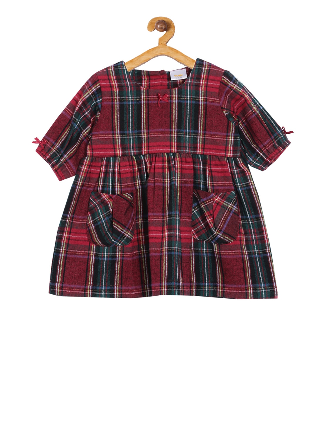 Buy Aomi Girls Red Checked Fit And Flare Dress - Dresses for Girls ...
