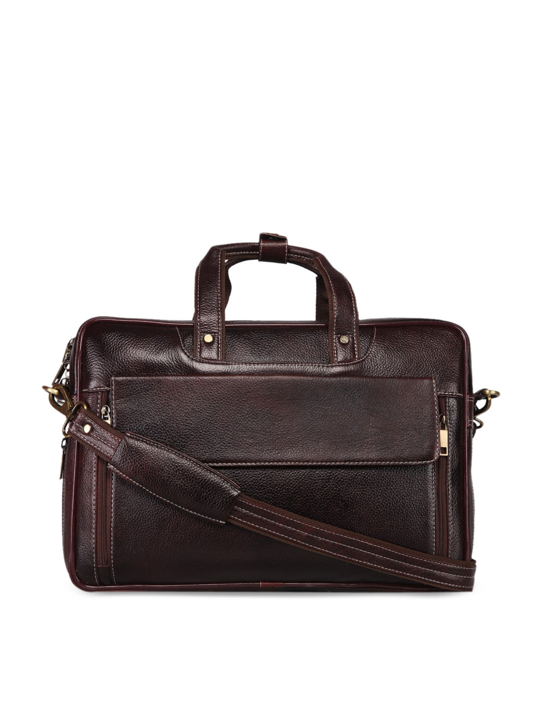 Buy GENWAYNE Men Brown Solid Leather Laptop Messenger Bag Laptop Bag