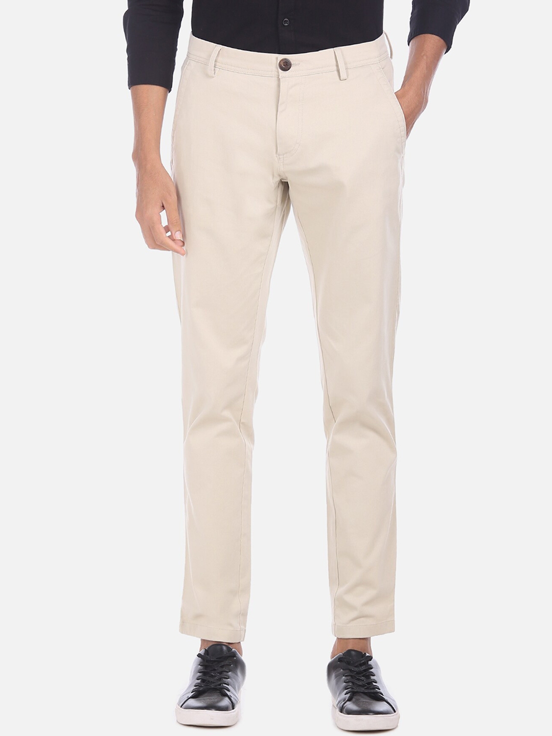 Buy Ruggers Men Beige Regular Fit Solid Regular Trousers - Trousers for ...