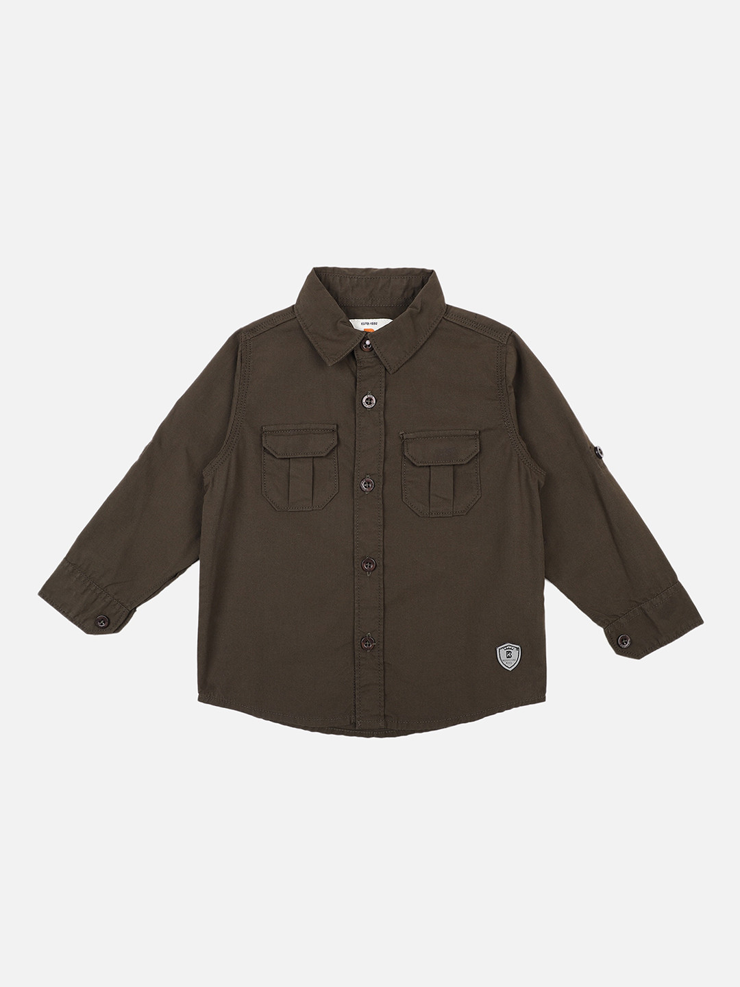 Buy Bodycare First Boys Olive Green Slim Fit Solid Casual Shirt