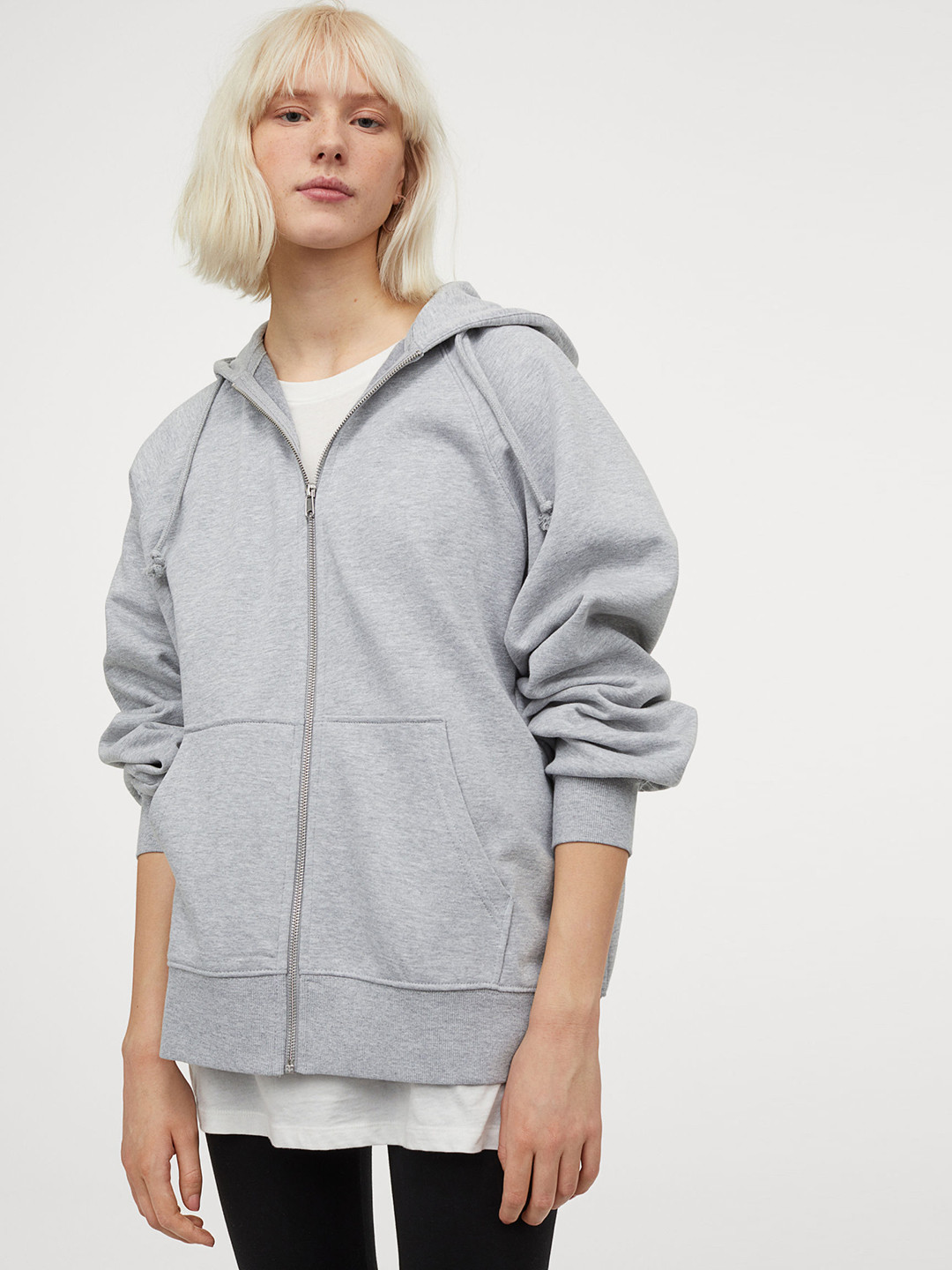 Buy H&M Women Grey Oversized Zip Through Hoodie Sweatshirts for Women 13563432 Myntra