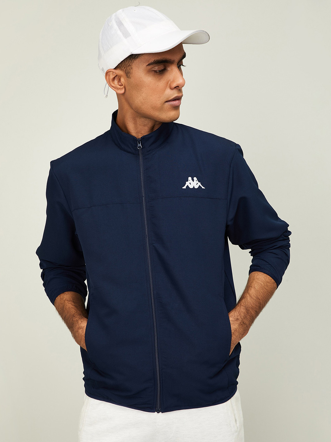 Buy Kappa Men Navy Blue Solid Sporty Jacket Jackets for Men 13642138