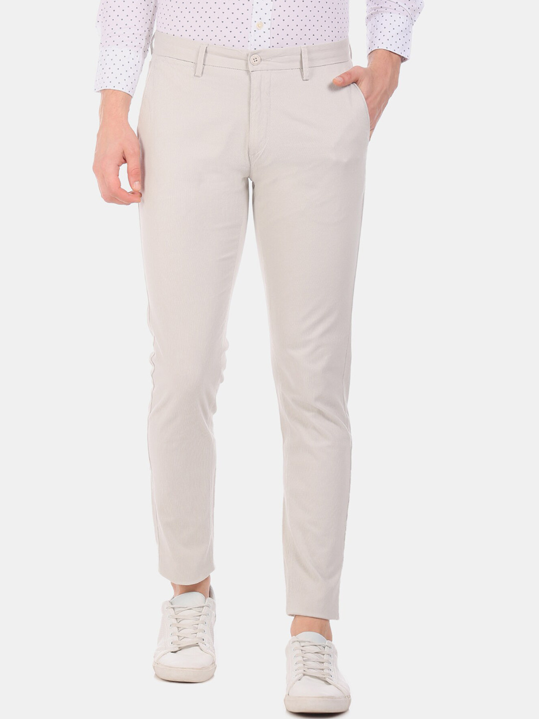 Buy U.S. Polo Assn. Men Grey Regular Fit Solid Chinos - Trousers for ...