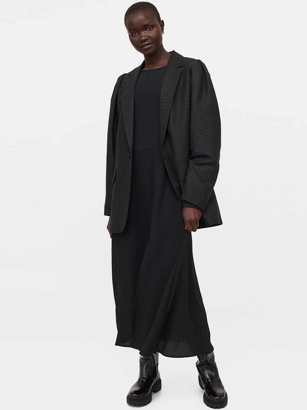 Buy H&M Women Black Solid Slit Front Dress - Dresses for Women 13653098 | Myntra