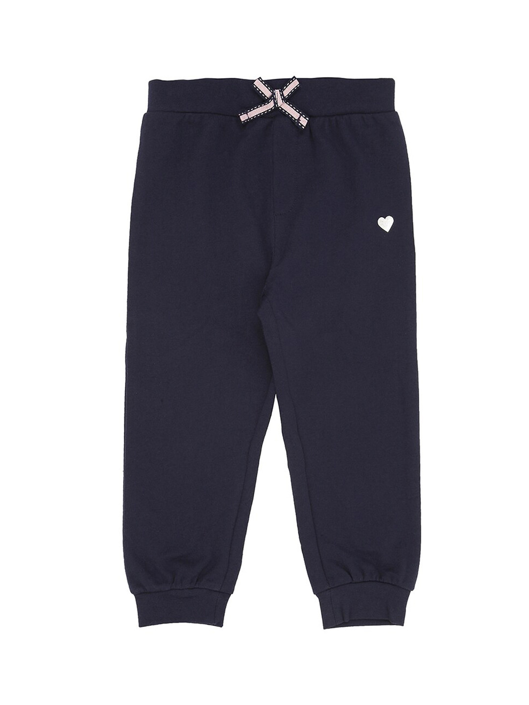 Buy Pantaloons Baby Infant Girls Navy Blue Solid Joggers Track Pants