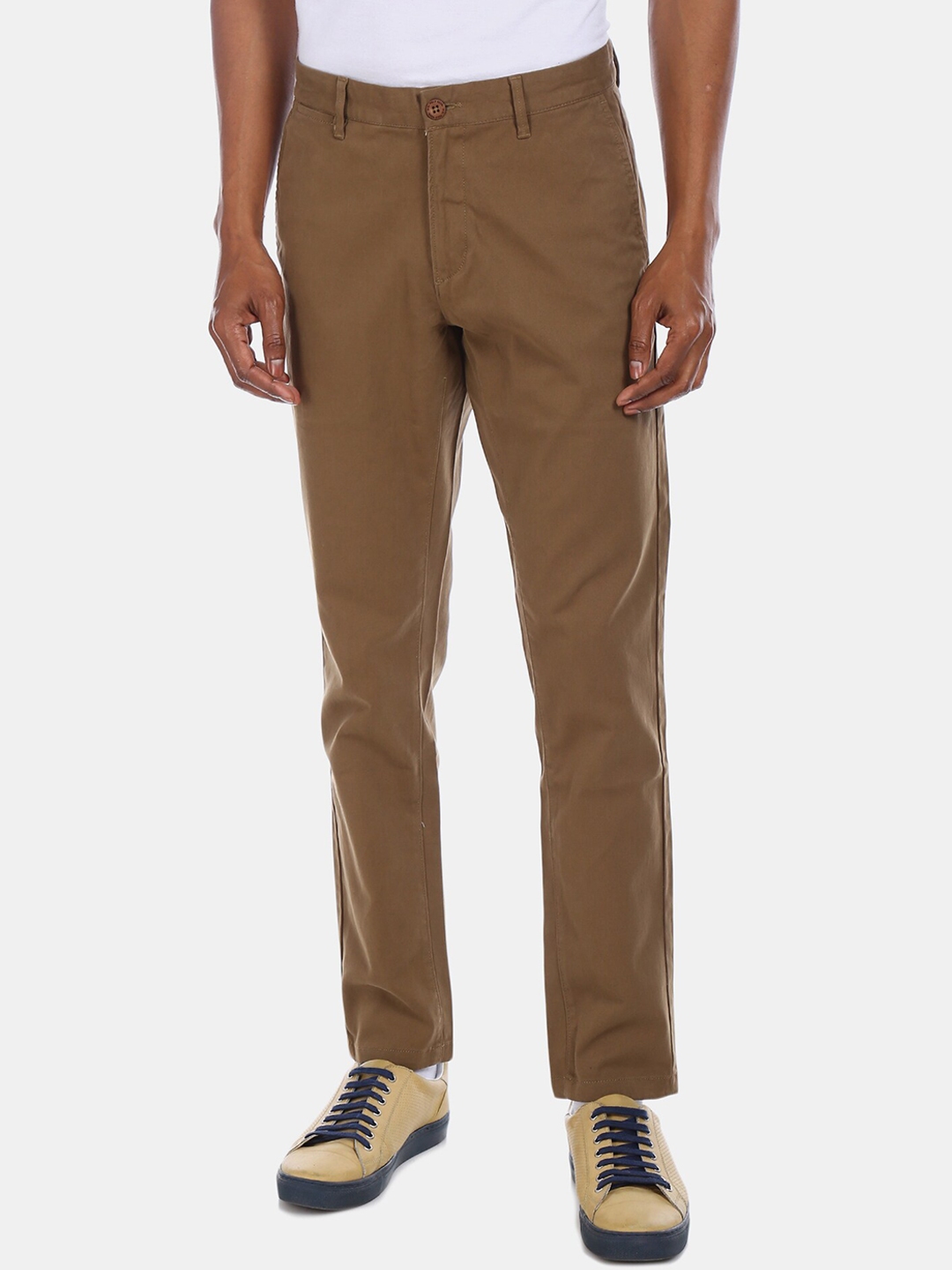 Buy U.S. Polo Assn. Men Brown Regular Fit Solid Regular Trousers ...