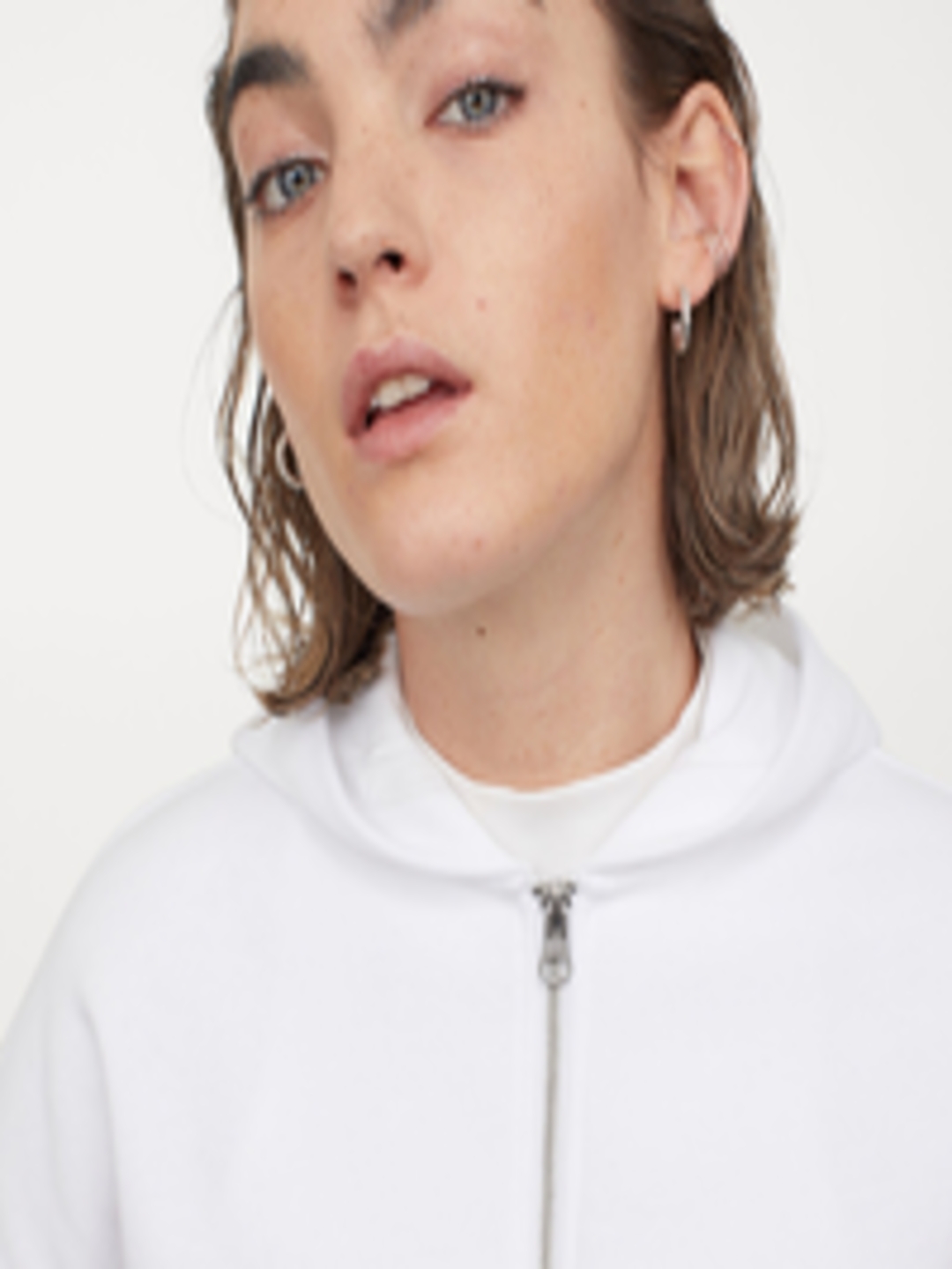 Buy H&M Women Solid Cropped Zip Through Hoodie - Sweatshirts for Women ...