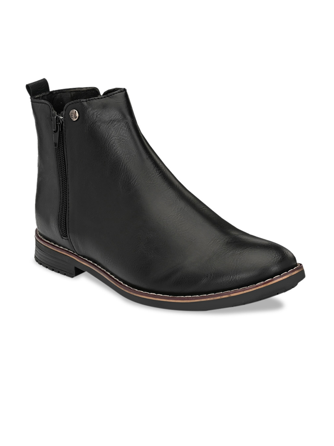 Buy El Paso Men Black Solid Mid Top Flat Boots Boots for Men 13662630