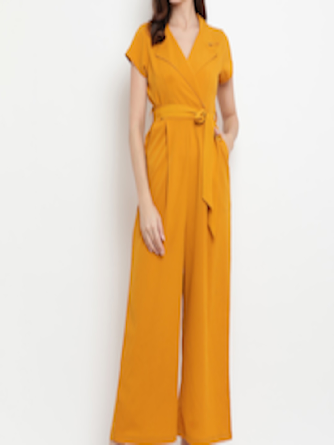 Buy THREAD MUSTER Women Mustard Yellow Solid Basic Jumpsuit - Jumpsuit ...