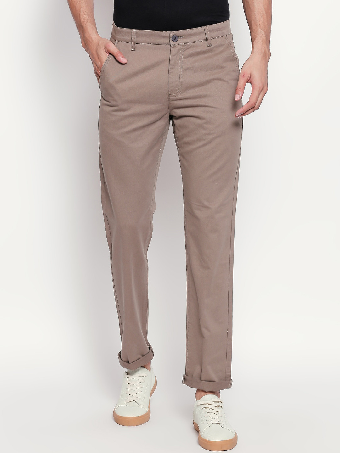 Buy BYFORD By Pantaloons Men Taupe Chinos Trousers for