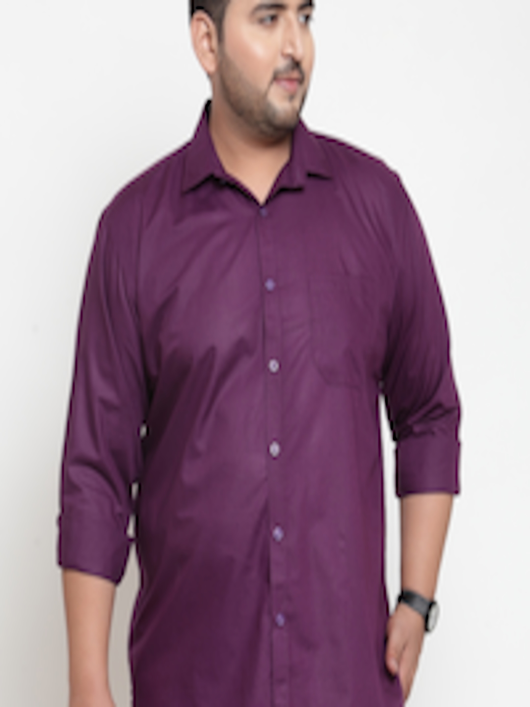 Buy PlusS Men Purple Regular Fit Solid Plus Size Casual Shirt - Shirts ...
