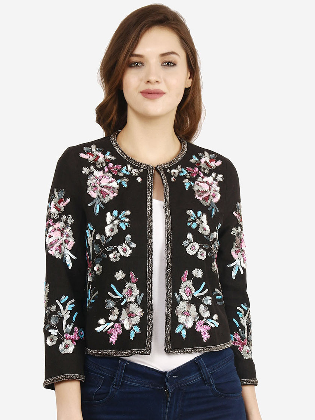 Buy Diwaah Women Black Embellished Tailored Jacket Jackets for Women