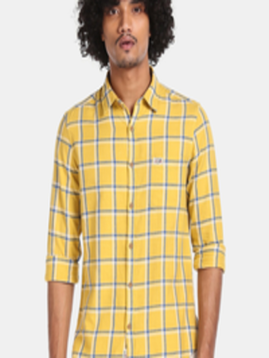 Buy U.S. Polo Assn. Men Yellow Regular Fit Checked Casual Shirt ...