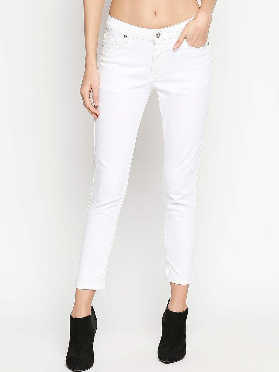 Buy People Women White Slim Fit Mid Rise Clean Look Jeans Jeans for
