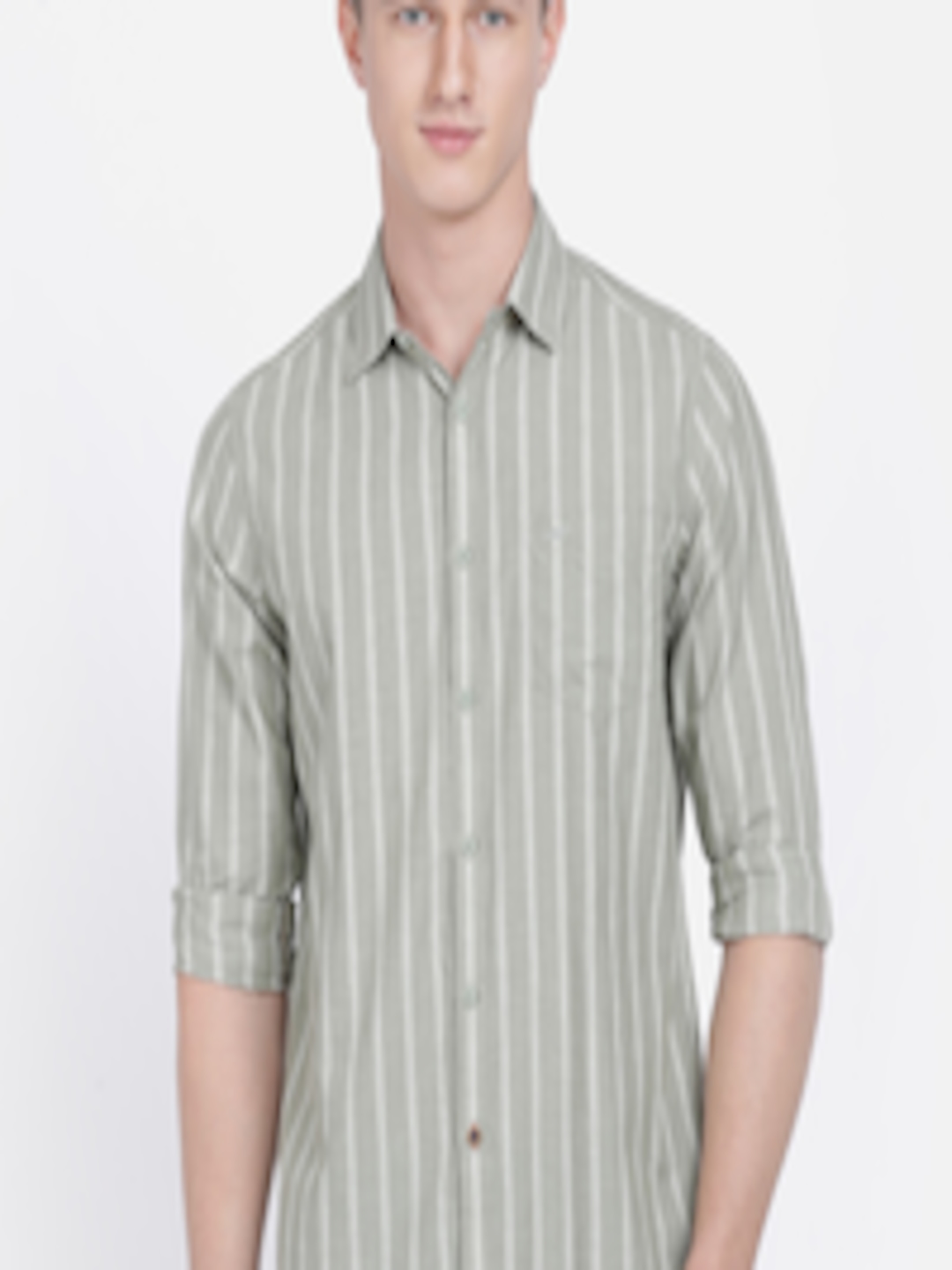 Buy Crocodile Men Green Regular Fit Striped Casual Shirt - Shirts for ...