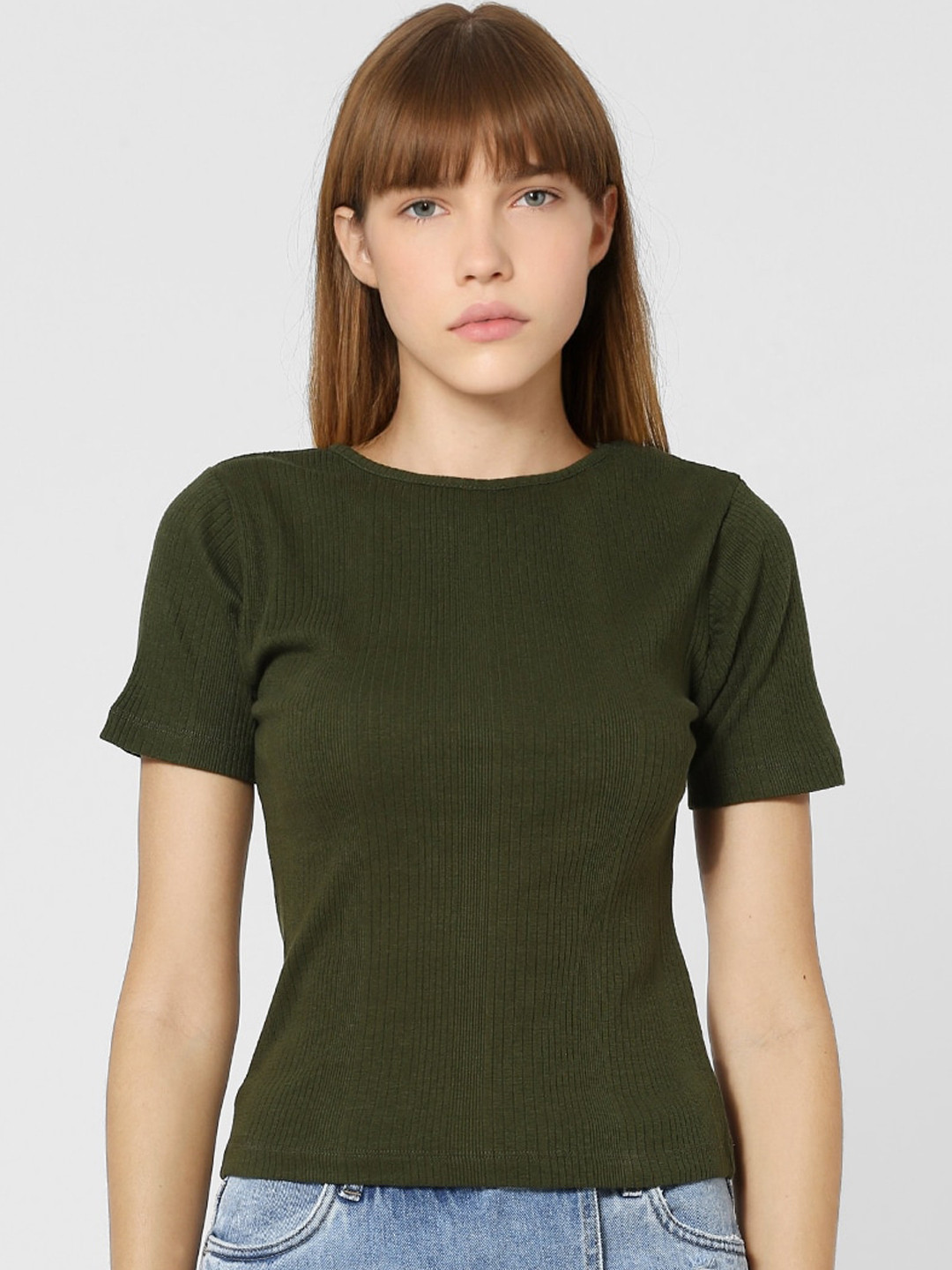 Women's Sea Green Typography Printed Round Neck Cotton Slim Fit T-Shirt