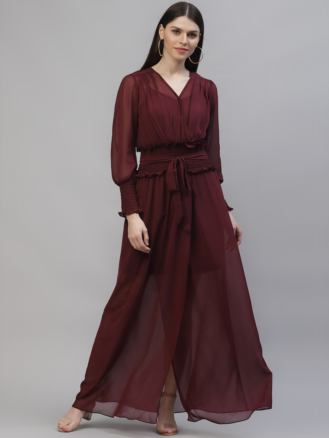Athena Burgundy Evening Dress