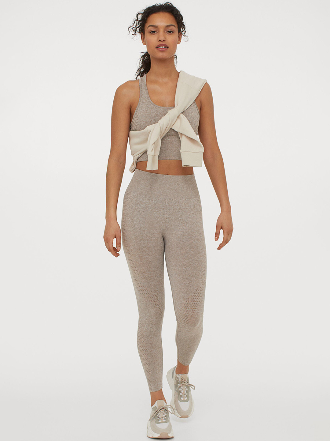 Buy H&M Women Beige Seamless Sports Tights Tights for Women 13712852