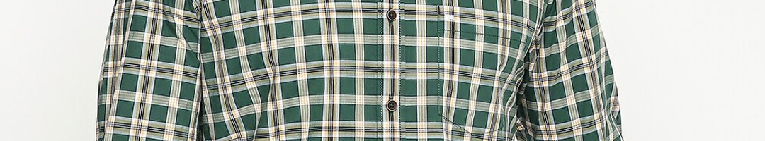 Buy Basics Men Green & Beige Slim Fit Checked Casual Shirt - Shirts for ...