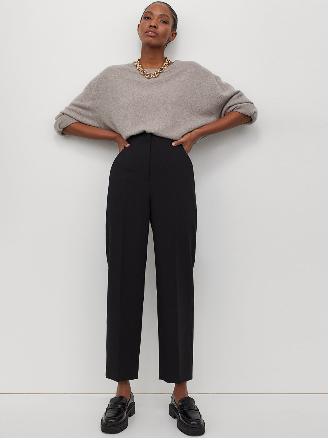 Buy H&M Women Black Tailored Trousers Trousers for Women 13713118