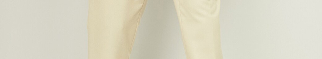 Buy CODE By Lifestyle Men Beige Regular Fit Solid Formal Trousers ...