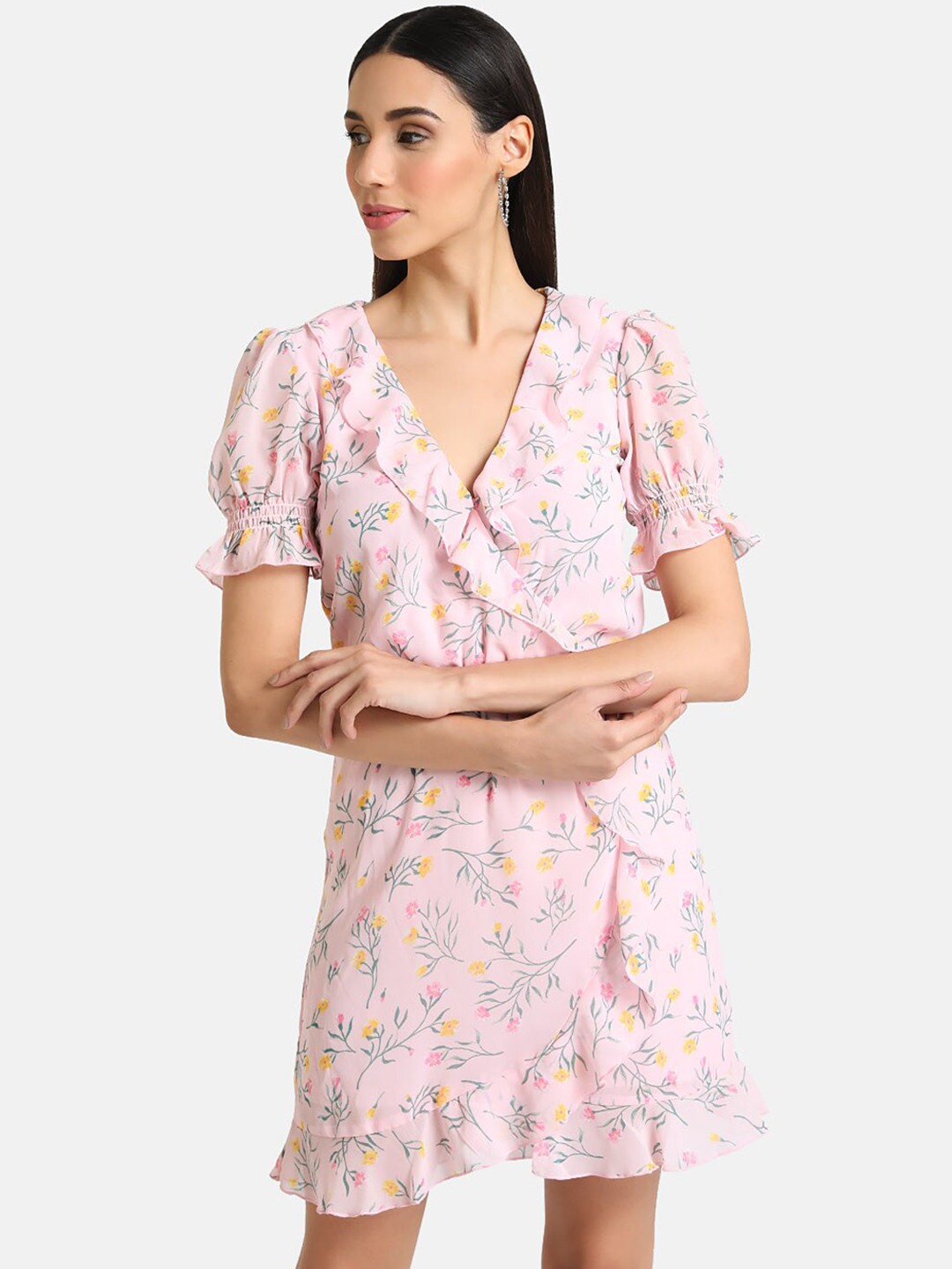 Buy Kazo Women Pink Printed Wrap Dress Dresses for Women 13573318