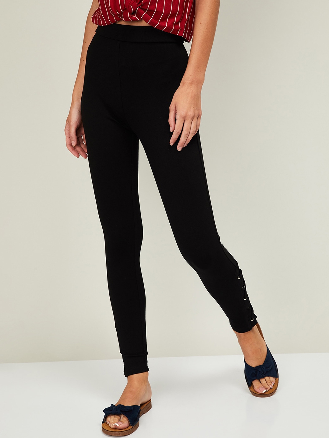 Buy Ginger By Lifestyle Women Black Regular Fit Solid Regular Trousers ...