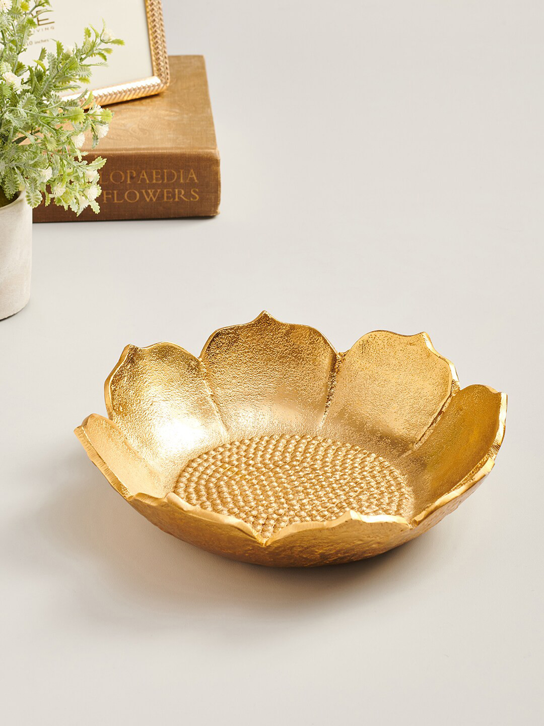 Buy Pure Home And Living Gold Toned Lotus Flower Bowl Decorative