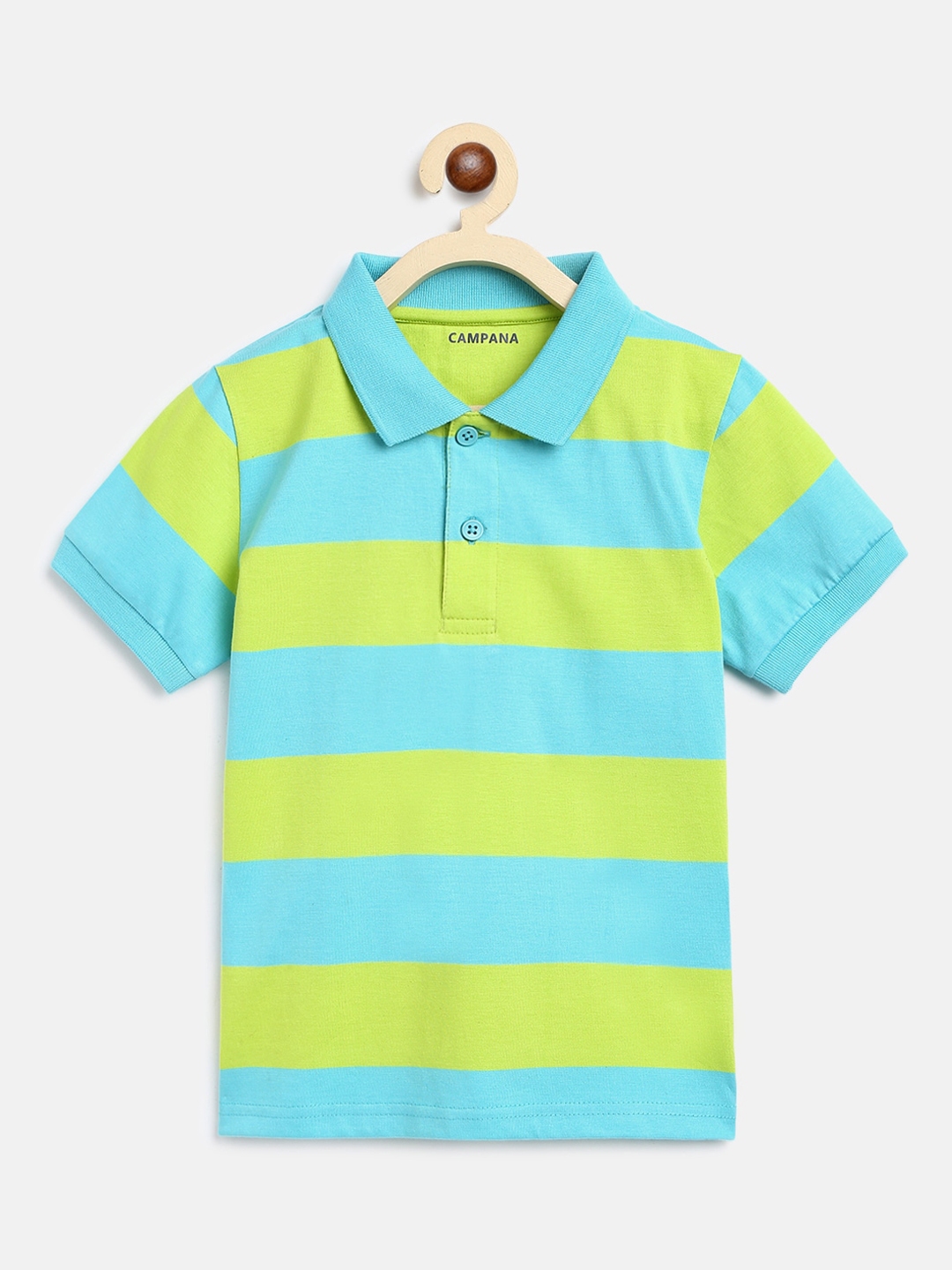 Buy Campana Boys Turquoise Blue Striped Polo Collar T Shirt - Tshirts ...