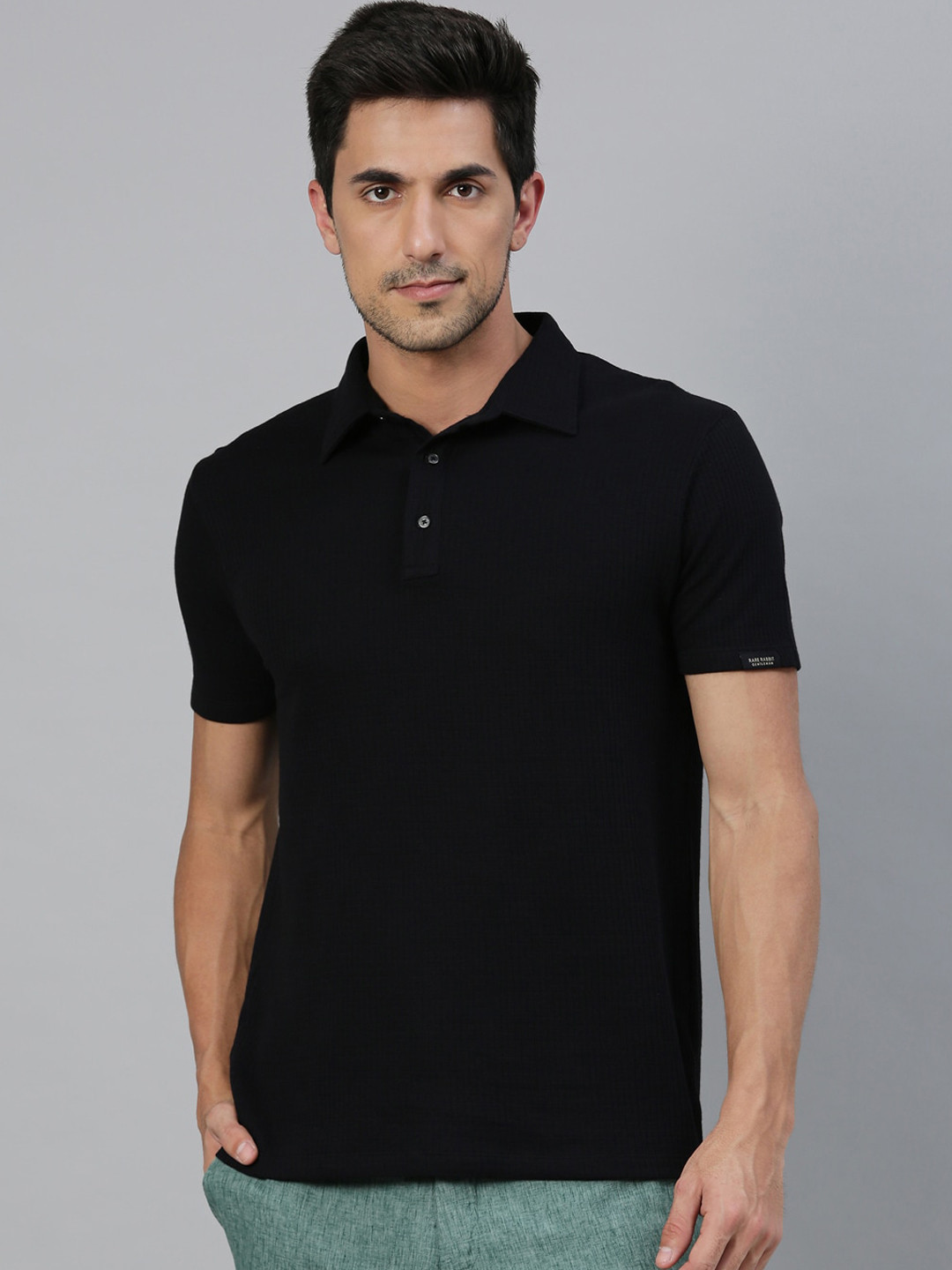 Buy RARE RABBIT Men Black Solid Polo Collar T Shirt Tshirts for Men