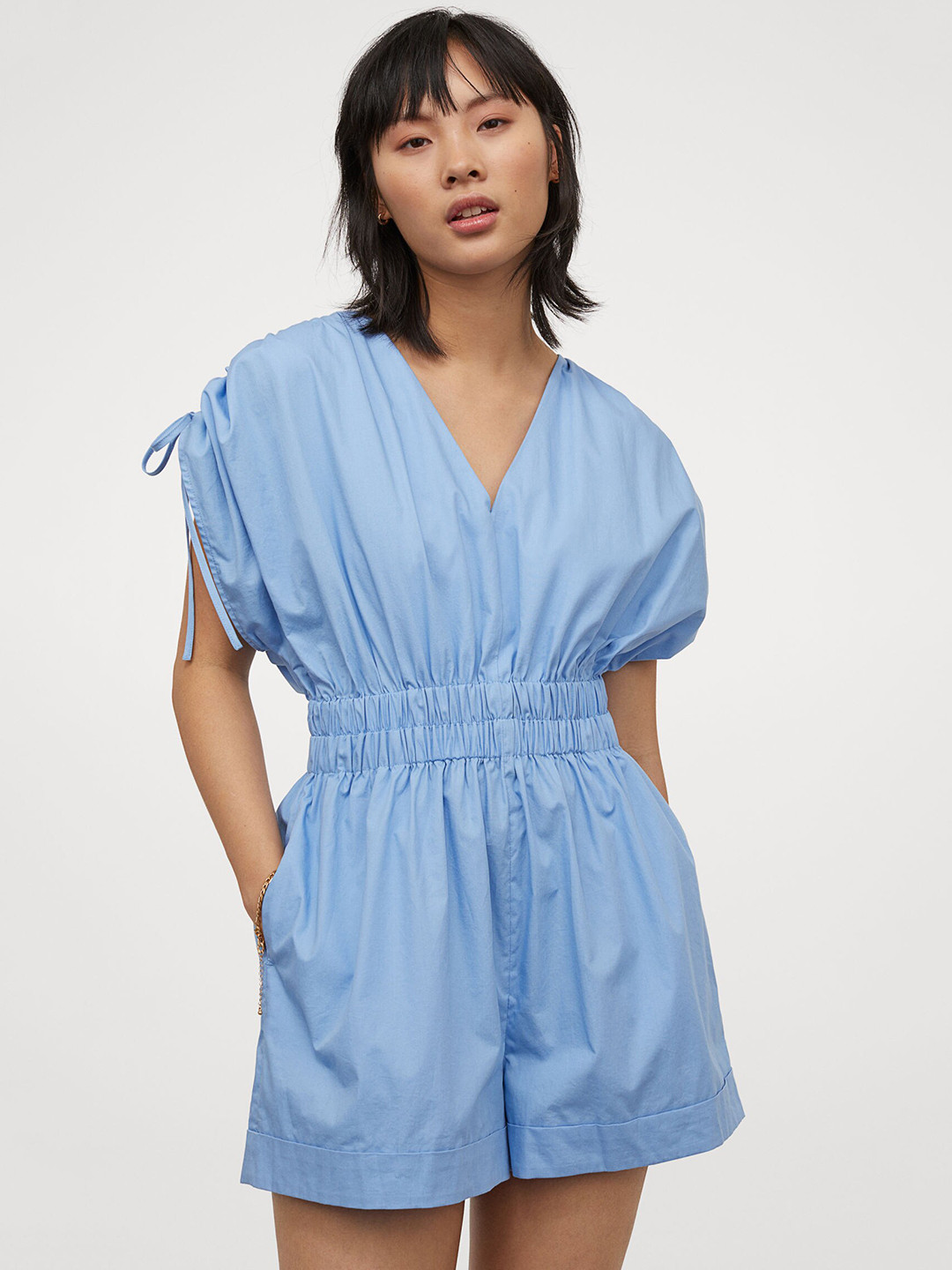 Buy H&M Women Blue Cotton Playsuit Jumpsuit for Women 13759036 Myntra