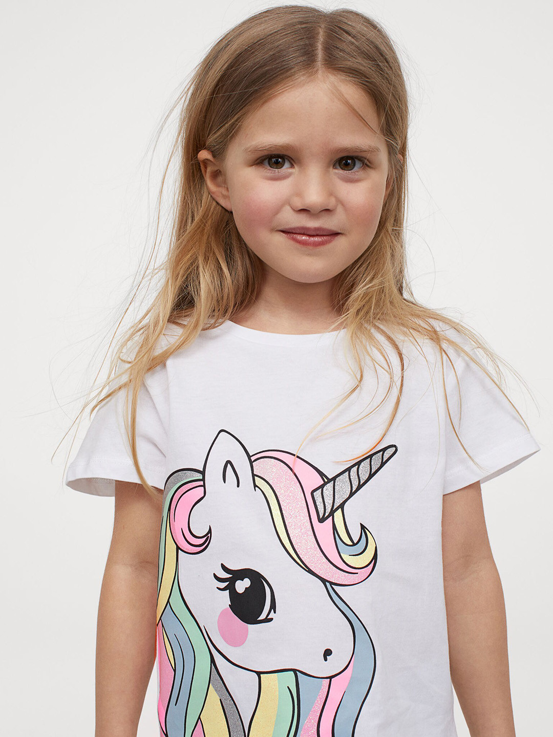 Buy HM Girls White Printed Pure Cotton T Shirt Tshirts for Girls