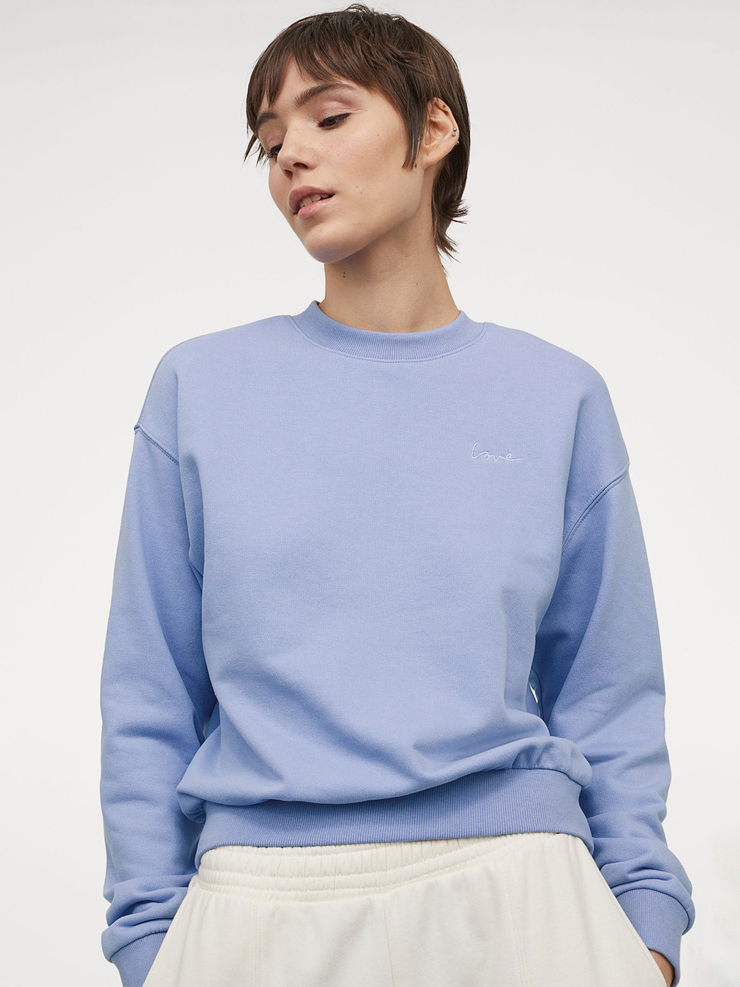 Buy H&M Women Blue Solid Sweatshirt Sweatshirts for Women 13758852 Myntra