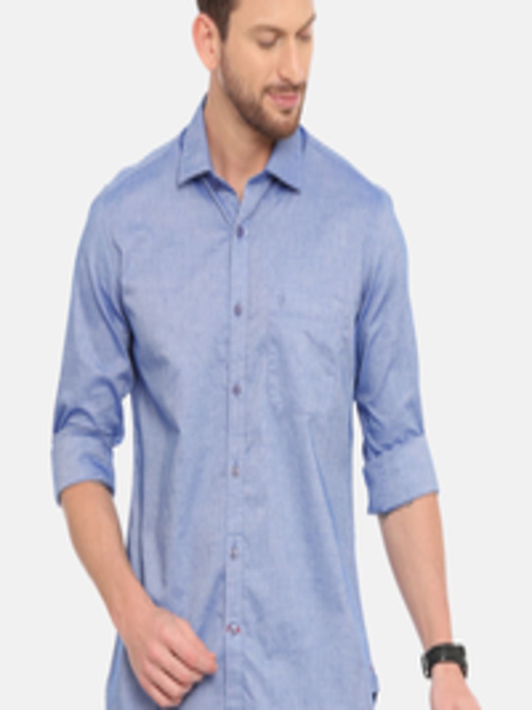 Buy Classic Polo Men Blue Slim Fit Solid Casual Shirt - Shirts for Men ...