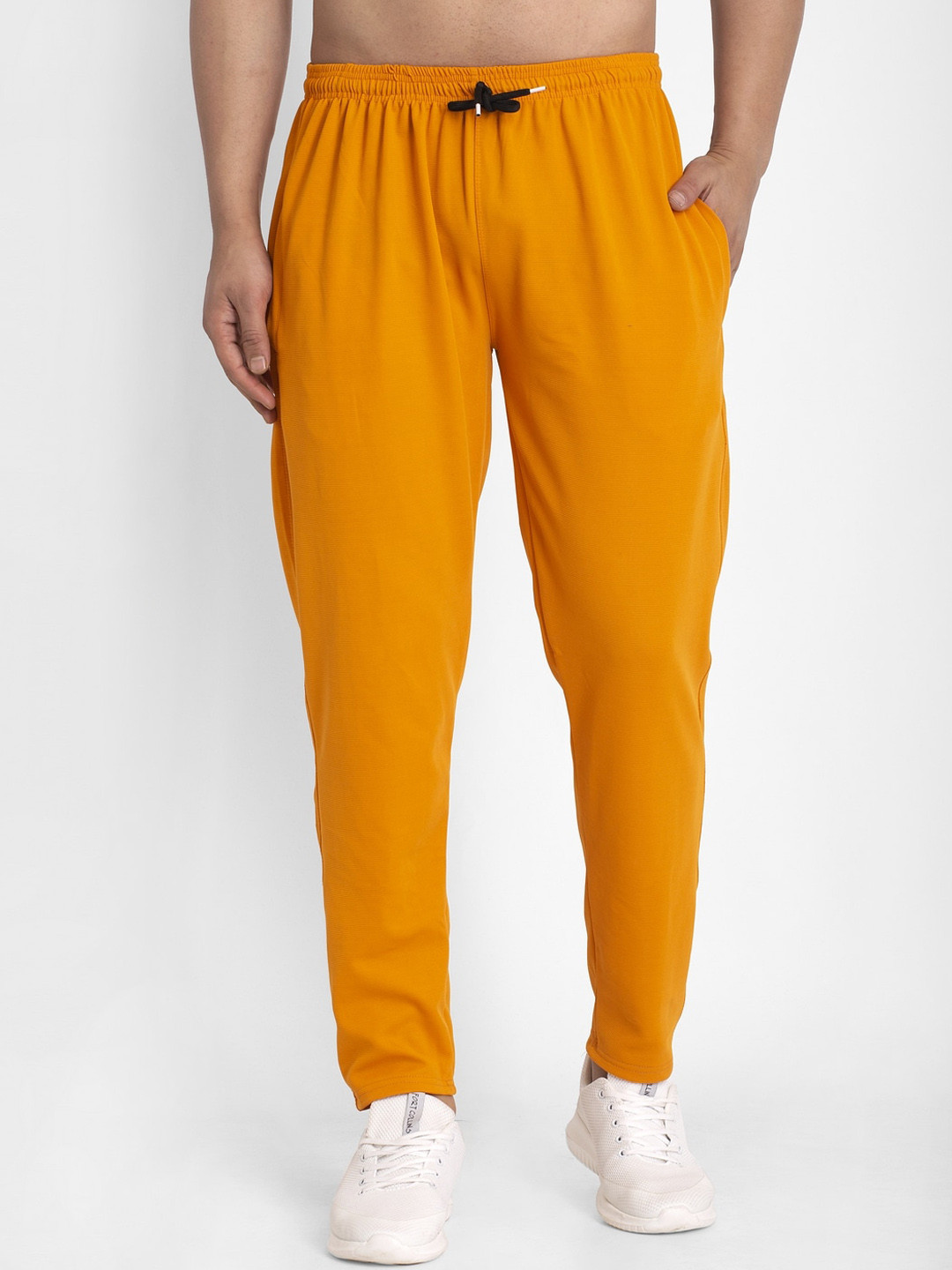 Buy JAINISH Men Mustard Yellow Solid Slim Fit Track Pants Track Pants