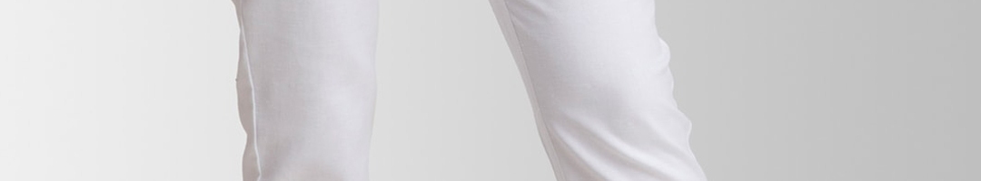 Buy FableStreet Women White Slim Fit Solid Regular Trousers - Trousers ...