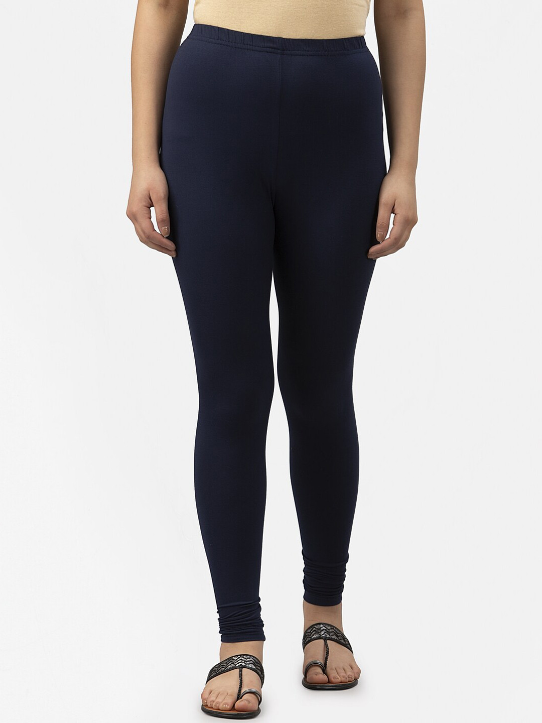 Elleven Women's Navy Blue Solid Ankle-Length Rayon Tights