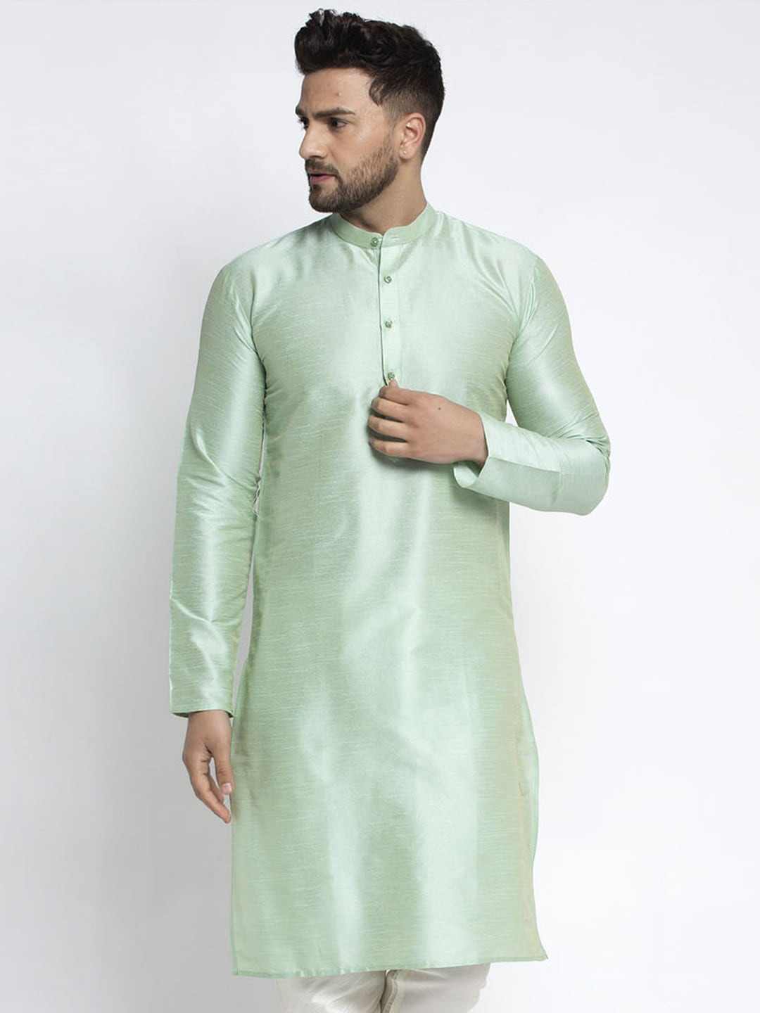 Buy Jompers Men Pastel Green Solid Straight Kurta Kurtas for Men 13613060 Myntra